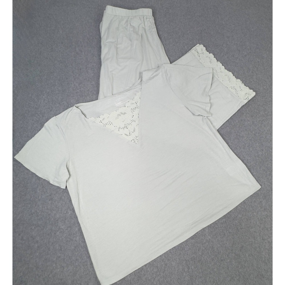 Haven Well Within Pajama Lounge Set‎ Women's Size M Short Sleeve Light Gray